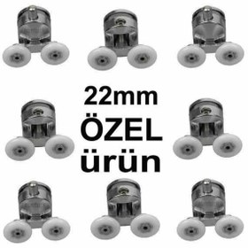 Resim abnturk 22 mm Tekerli Cam Duşakabin Teker Takımı 8 Adet Krom Rulman Set Duşakabin Montaj Seti Tse'li Set 