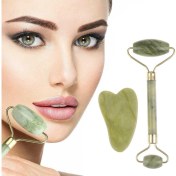 Resim Xnews Çift Taraflı 2li Cilt Yüz Masaj Aleti Jade Roller Yeşim Taşı Seti- 