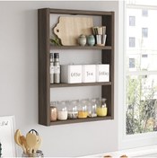 Resim Yurudesign Pera 3'lü Duvar Rafı Mutfak Banyo Rafı Kahve Pr1-cu 