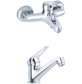 Resim Erce Mix Sabit Lavabo Ve Banyo Bataryası Krom 