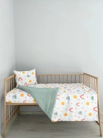 Resim %100 Pamuk Çift Katlı Yorgan & Çarşaf Seti 