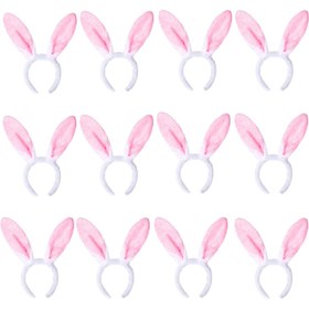 Resim 12 Adet Yumuşak Pembe Sahte Kürk Tavşan Kulaklı Bandana, 30.0cm - Kadınların Paskalya Kutlamaları & Temalı Etkinlikler İçin Mükemmel, Kutlama Bandanaları|Fantastik Tarz|Yumuşak Dokulu 