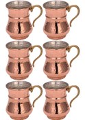 Resim Turna Bakır Kordonlu Maşrapa Makine Dövme 250 ML 6Lı Takım Kırmı 