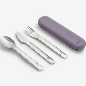 Resim Citron Silikon Kılıflı Paslanmaz Çelik 3'lü Çatal Bıçak Kaşık Takımı - Purple 1073834 