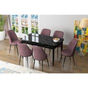 Resim Canisa Concept Zen Siyah Mermer Yemek Masası Takım Mutfak Masası Takımı 6 Sandalye 