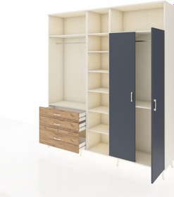 Resim Hyperion Dolap 10 Raflı 3 Çekmeceli 2 Askılı 220x44x243 Aytaşı-antrasit/çam Antrasıt/atlas Çam 