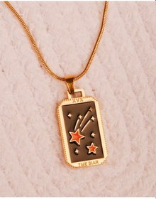 Resim Lekka Design Kadın Takı Kararmaz Çelik Siyah Mineli Gökyüzü Tarot Kolye Altın 