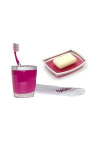 Resim Sıa 2 Li Banyo Seti.Gri Pembe Model Poliresin Gri - Pembe 