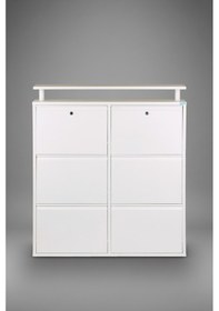 Resim Lıccıa Metal Ayakkabılık 3 Lü Yatay Kilitli Model Beyaz 