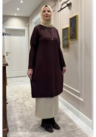 Resim Rabia Şamlı Dora Triko Tunik Acı Kahve Çok Renkli 