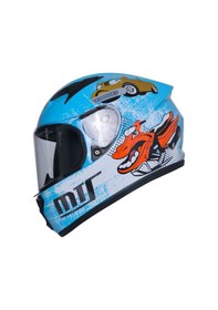 Resim Motosiklet Ve Bisiklet Mini Çocuk Kaskı Full Face Ce Sertifikalı Child Motor Kask Blue Mavi 