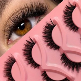 Resim 5 Çift Jieshm Sahte Kirpik - Kedi-Göz Parıltılı Kabarık Yumuşak Kirpikler, 0.07mm Kalınlık, 10-18mm Uzunluklar Başlangıçlar İçin, Günlük Kullanım ve Seyahat İçin, Tüm Göz Konumları İçin Doğal Görünüm, Başlangıçlar İçin Uygun Kirpikler, Her Gün Makyaj, Kedi-Göz Kirpik Stili, Dayanıklı Kirpik Uzatmaları 