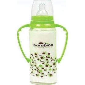 Resim Bambino Kulplu Cam Biberon-Yeşil 125Ml 