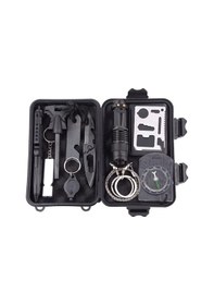 Resim Acil Taktik Hayatta Kalma Kiti 10'lu Set Siyah Kutuda. 