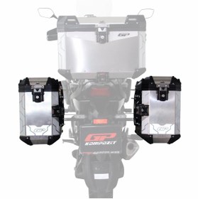 Resim GP KOMPOZİT Universal 40 lt x 2 Alüminyum Motosiklet Yan Çanta Seti Gri 