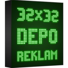 Resim Depo Tabela Reklam Yeşil Kayan Yazı LED Tabela 32 x 32 cm Tek Taraflı Depo Reklam Tabela 