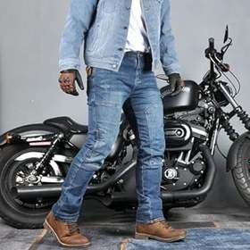 Resim Motorcycle Riding Pants CE Armored Jeans With Reinforced Knee Hip Protection Abrasion Resistant Durable Biker Pants 