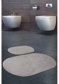 Resim Rixos Krem 2'li Banyo Halısı Paspası Seti Kaymaz Deri Tabanlı Krem 