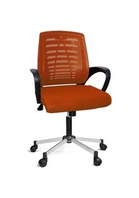 Resim Türksit Karizma File Çalişma Koltuğu Metalik Gri Boyalı Ayak Turuncu 