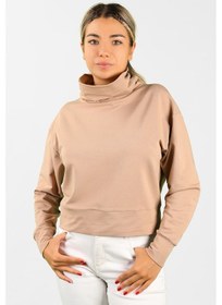 Resim Kadın 2 İplik Degaje Yaka Sweatshirt Açık Kahve Çok Renkli 