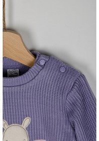 Resim Kız Bebek Tavşan Nakışlı Alt & Üst 2 Li Takım Lila 