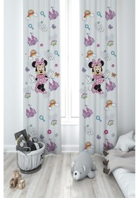 Resim Mekta Home Bebek Ve Çocuk Odası Minnie Mause Küçük Figür Desenli 2 Kanat Fon Perde 