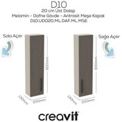 Resim D10 20 Cm Sol Üst Dolap Dafne Melamin Gövde Antrasit Meşe Kapak Mat Beyaz 