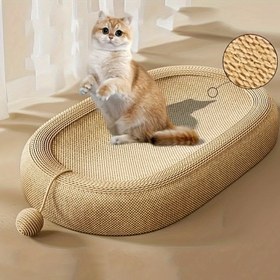 Resim 1/2 Adet Katı Oval Tırmalama Direği - Dayanıklı Sisal Kenevir Halat Yapısı, Sıcak ve İlginç Kedi Oyuncağı, Mükemmel Sağlıklı Tırmalama Deneyimi/Noel/Sonbahar ve Kış Sezonu/Hediye 
