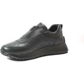 Resim Beety 25BK.919 Hakiki Deri Siyah Ortopedik Kalın Taban Casual Kadın Ayakkabı 