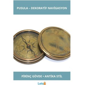 Resim Antika Tarzı Üzeri Çapa İşlemeli Pirinç Kullanışlı Pusula 1 Adet 