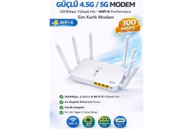 Resim IDS 4g Sim Kartlı Modem - 2.4ghz - Wıfı6 Bağlantı - 300MPBS - 4xgigabit Port - 6xgüçlü Anten 