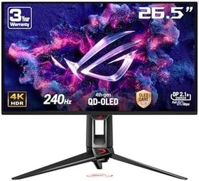 Resim ASUS ROG SWIFT PG27UCDM GAMING 4K QD-OLED GSYNC UYUMLU HDR 400 3840x2160 0.03ms 240Hz 450cd DP HDMI USB VESA 3YIL OLED CARE PRO HDR 99% DCI-P3 10BIT PD90 W Pivot Monitör 