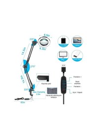 Resim Katlanabilir Büyüteç Usb 3 Renkler Bakım Güzellik Led Masa Lamba 