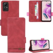 Resim Xiaomi Redmi Note 12s 4g Manyetik Toka Deri Telefon Kılıfı Kırmızı 
