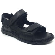 Resim Luis Figo %100 Deri Ortopedik Yazlık Rahat Erkek Ayarlanabilir Sandalet Terlik 39-50 Siyah 