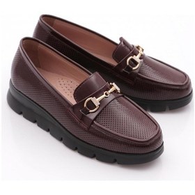 Resim Dgn 6095-1 Kadin Aksesuarli Loafer Ayakkabi Bordo Rugan 