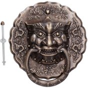 Resim Çift Halkalı Kapı Tokmağı Antik Pirinç Kapı Çekme Halkası Huiliang 