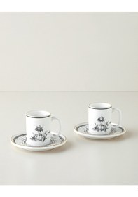 Resim English Home White Chic Bone Porselen 4 Parça 2 Kişilik Kahve Fincan Takımı 90 Ml Siyah-beyaz-gold Siyah-beyaz-gold 