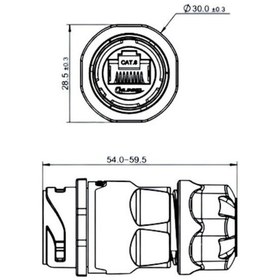 Resim Ym-20-jrj45213pp-42-001 Su Geçirmez Ethernet Konnektörü - Dişi 