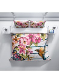 Resim Cattleya Fly 3D Pamuk Saten Çift Kişilik Nevresim Takımı Çok Renkli 