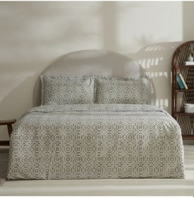 Resim Lea %100 Pamuk Tek Kişilik Nevresim Takımı Yeşil Beyaz 