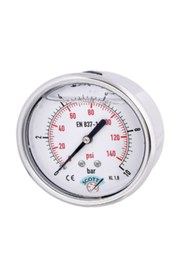 Resim SCOTT Ø 50 mm Gliserinli Tip Manometre 1/4'' Arkadan Bağlantılı 304 Inox Pirinç ( -1 .....9Bar ) 