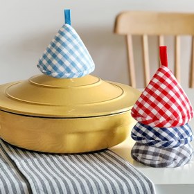 Resim 2'li Set Renkli Ekose Desen Mutfak Tencere Tutacakları, Isıya Dayanıklı Trivet Klipsleri, Üçgen Tencere Kulak Tutucular, Asılabilir Depolama Seçenekleri Mevcut 