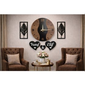 Resim Duvar Saati Salon Ve Odalar İçin Kişiye Özel Şık Ve Modern No 140 Çok Renkli 