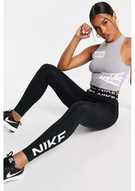 Resim Nike Pro Mid-rise Graphic Leggings Toparlayıcı Siyah Tayt Dd Siyah 