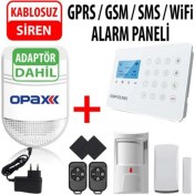 Resim Opax ARD-575 Gprs/Wifi Kablolu/Kablosuz Alarm Paneli ve Bgr-09 Kablosuz Harici Siren 