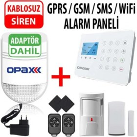 Resim Opax ARD-575 Gprs/Wifi Kablolu/Kablosuz Alarm Paneli ve Bgr-09 Kablosuz Harici Siren 
