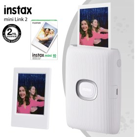 Resim Fujifilm Instax Mini Link 2 Beyaz Akıllı Telefon Yazıcısı 10LU Mini Film ve Çerçeve 