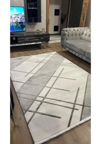 Resim By Özer Halı Gri Renk Beyaz Desenli Saray Halı Crystal Cr00a Salon Halısı Çok Renkli 