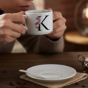 Resim Kişiye Özel Şık Harfli Kaşıklı Nescafe Fincanı 